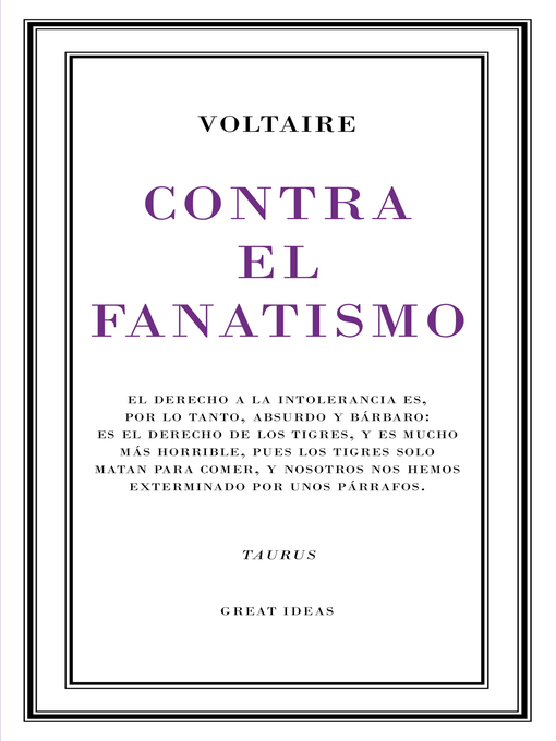 Title details for Contra el fanatismo religioso (Serie Great Ideas 39) by Voltaire - Wait list